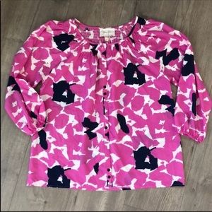 Yumi Kim Pink And Navy Blue Blouse Shirt